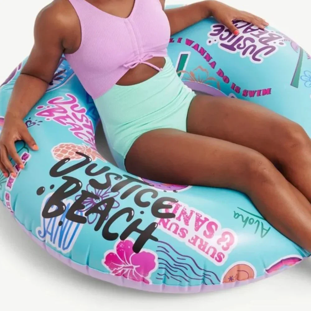 Justice Beach Inflatable Pool Float ALOHA TEAL 39 Inches NEW